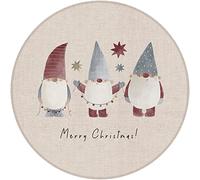 VINILIKO Design | Alfombra Vinílica Redonda Gnomos Merry Christmas [Diam] 95 cm - Antideslizante, Impermeable, Lavable - Varios Tamaños - Alfombra Vinilo Salón, Cocina