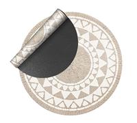 VINILIKO Design | Alfombra Vinílica Redonda Lisa Impresa - Khamba Beige [Diam] 100 cm - Interior y Exterior, Antideslizante, Impermeable, Lavable - Varios Tamaños - Alfombra Vinilo Salón, Terraza