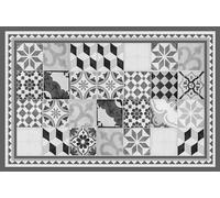 VINILIKO Design | Alfombra Vinílica Vintage Gris con Ribete 66x100 cm - Antideslizante, Impermeable, Lavable - Varios Tamaños - Alfombra Vinilo Salón, Cocina