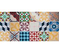 VINILIKO Design | Alfombra Vinílica Vintage Tiles 50x100 cm - Antideslizante, Impermeable, Lavable - Varios Tamaños - Alfombra Vinilo Salón, Cocina