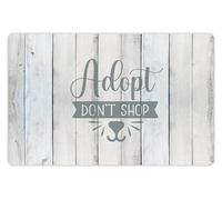 VINILIKO Design | Alfombrilla Impermeable Vinílica para comedero de Mascota, Adopta, no compres 48x75 cm - Alfombra Vinilo, Antideslizante, Resistente y Lavable