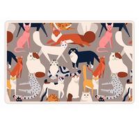 VINILIKO Design | Alfombrilla Impermeable Vinílica para comedero de Mascota, Bellezas felinas 48x75 cm - Alfombra Vinilo, Antideslizante, Resistente y Lavable