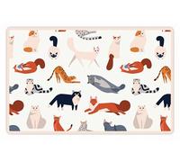 VINILIKO Design | Alfombrilla Impermeable Vinílica para comedero de Mascota, Bellezas felinas 48x75 cm - Alfombra Vinilo, Antideslizante, Resistente y Lavable