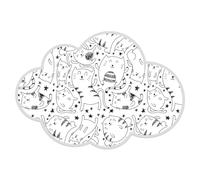 VINILIKO Design | Alfombrilla Impermeable Vinílica para comedero de Mascota, Chat Nuage 35x50 cm - Alfombra Vinilo, Antideslizante, Resistente y Lavable