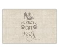VINILIKO Design | Alfombrilla Impermeable Vinílica para comedero de Mascota, Crazy Cat Lady 48x75 cm - Alfombra Vinilo, Antideslizante, Resistente y Lavable