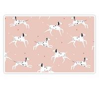 VINILIKO Design | Alfombrilla Impermeable Vinílica para comedero de Mascota, dálmatas Rosa 48x75 cm - Alfombra Vinilo, Antideslizante, Resistente y Lavable