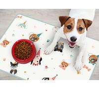 VINILIKO Design | Alfombrilla Impermeable Vinílica para comedero de Mascota, Dogs Party 48x75 cm - Alfombra Vinilo, Antideslizante, Resistente y Lavable