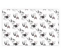 VINILIKO Design | Alfombrilla Impermeable Vinílica para comedero de Mascota, French Bulldog 48x75 cm - Alfombra Vinilo, Antideslizante, Resistente y Lavable