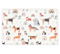 VINILIKO Design | Alfombrilla Impermeable Vinílica para comedero de Mascota, Happy Dogs Day 48x75 cm - Alfombra Vinilo, Antideslizante, Resistente y Lavable