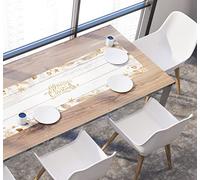 VINILIKO Design | Camino de Mesa de Vinilo Oro y Madera Blanca 30x90 cm - Impermeable, Lavable, Antimanchas, Antideslizante
