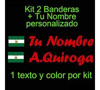 VINILIN - Pegatina Vinilo Bandera Andalucia + tu nombre - Bici, Casco, Pala De Padel, Monopatin, Coche, etc. Kit de dos Vinilos (Rojo)