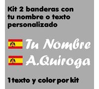 Vinilin - Pegatina Vinilo Bandera España Aguila De San Juan + tu Nombre - Bici, Casco, Pala De Padel, Monopatin, Coche, etc. Kit de Dos Vinilos (Blanco)