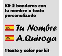 Vinilin - Pegatina Vinilo Bandera España Aguila De San Juan + tu Nombre - Bici, Casco, Pala De Padel, Monopatin, Coche, etc. Kit de Dos Vinilos (Negro)