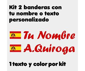 Vinilin - Pegatina Vinilo Bandera España Aguila De San Juan + tu Nombre - Bici, Casco, Pala De Padel, Monopatin, Coche, etc. Kit de Dos Vinilos (Rojo)
