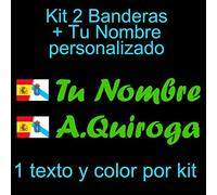 Vinilin - Pegatina Vinilo Bandera España/Galicia + tu Nombre - Bici, Casco, Pala De Padel, Monopatin, Coche, etc. Kit de Dos Vinilos (Verde)