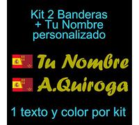 Vinilin - Pegatina Vinilo Bandera España/Murcia + tu Nombre - Bici, Casco, Pala De Padel, Monopatin, Coche, etc. Kit de Dos Vinilos (Dorado)