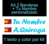 Vinilin - Pegatina Vinilo Bandera España/Murcia + tu Nombre - Bici, Casco, Pala De Padel, Monopatin, Coche, etc. Kit de Dos Vinilos (Azul Claro)