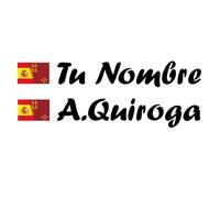 Vinilin - Pegatina Vinilo Bandera España/Murcia + tu Nombre - Bici, Casco, Pala De Padel, Monopatin, Coche, etc. Kit de Dos Vinilos (Negro)