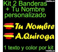 Vinilin - Pegatina Vinilo Bandera España + tu Nombre - Kit de Dos Vinilos - Vinilo Cortado (Amarillo)