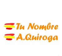 Vinilin - Pegatina Vinilo Bandera España + tu Nombre - Kit de Dos Vinilos - Vinilo Cortado (Naranja)
