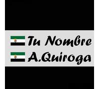 VINILIN - Pegatina Vinilo Bandera Extremadura + tu nombre - Bici, Casco, Pala De Padel, Monopatin, Coche, etc. Kit de dos Vinilos (Negro)