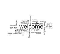 Vinilo Adhesivo Arte Hola Bienvenido En Diferentes Idiomas Frases De Bienvenida Frases Familiares 42x84cm Arte Decorativo Grande Negro