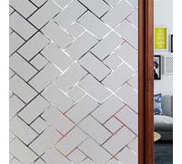 Vinilo Adhesivo Cristal 65 x 200 cm Película Decorativa Opaca Autoadhesiva Lámina Privacidad Ventana para Dormitorio Sala Comedor, Rejilla Oblicua