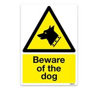 Vinilo adhesivo de advertencia con el texto «Beware of the dog», plástico, Amarillo, A6 105 x 148mm