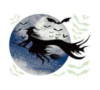 Vinilo Adhesivo De Bruja,Póster de Bruja - Adhesivos De Silueta De Luna Murciélagos Para Cocina Salón Baño