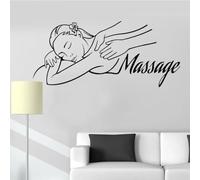 Vinilo adhesivo de pared con logotipo de masaje, sala de masajes, spa, mujer, relajarse, belleza, pegatinas de pared, decoración del hogar, murales de decoración de pared removible, 73 x 33