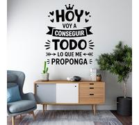 Vinilo Adhesivo Decorativo con Frase Motivadora "Hoy Voy a Conseguir Todo Lo Que Me Proponga", Pegatina Inspiradora para Decorar Hogar, Oficina, Coche o Estudio (Negro, 60 x 49 cm)