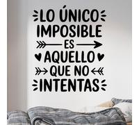 Vinilo Adhesivo Decorativo con Frase Motivadora "Lo Único Imposible Es Aquello Que No Intentas", Pegatina Inspiradora para Decorar Hogar, Oficina, Gimnasio, Coche o Estudio (Negro, 80 x 69 cm)