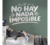 Vinilo Adhesivo Decorativo con Frase Motivadora "No Hay Nada Imposible", Pegatina Inspiradora para Decorar Hogar, Oficina, Gimnasio, Coche o Estudio, Decoración Moderna (Blanco, 29 x 20 cm)