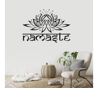 Vinilo adhesivo decorativo para pared con palabras de Namaste indio Religión DIY Lotus Yoga Sticker Buddha Decoración del hogar Dormitorio Flor Mural Adesivos de Parede 57 x 41 cm