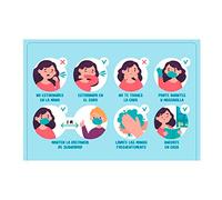 Vinilo adhesivo infantil, Prevención Covid-19, 42x29.7cm, Cartel Informativo