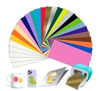 Vinilo adhesivo inteligente permanente de 23 colores para Cricut Joy, vinilo inteligente permanente con 5 láminas de transferencia autoadhesivas, 14 x 30,5 cm, kit de película de plóter de vinilo para