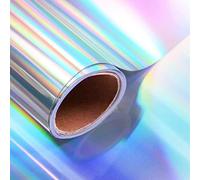 Vinilo Adhesivo Lámina Holográfica Cromada de Arco iris, 30,5 x 153cm, Vinilo Permanente para Manualidades, Herramientas Silhouette Cameo Cricut, Fiesta de Cumpleaños