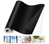Vinilo Adhesivo Negro Mate FoiiLiio 30,5 cm x 6 m Rollos de Vinilo Permanente Film Autoadhesivo para Vidrio, Tazas de Café, Cerámica, Regalos de Bricolaje