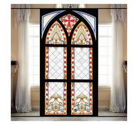 Vinilo Adhesivo para Ventana De Colores Vitrales Coloridos opacos esmerilados Que protegen la privacidad y Son extraíbles for Cubrir Ventanas de Iglesias(Color 4,40x120cm)