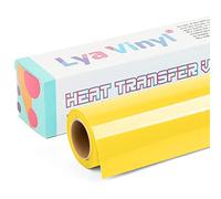 Vinilo amarillo de transferencia de calor vinilo Lya de 12 pulgadas x 10 pies rollo de vinilo amarillo para planchar para Cricut Silhouette Cameo HTV premium para ropa bolsos zapatos y otros textiles