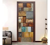 Vinilo Autoadhesivo Adhesivo Puerta 77x200 cmMarróN | Decoración de ared Pegatinas PuertasRealista Mosaico Veta MaderaPegatinas Para Puertas Para DecoracióN De Dormitorio, BañO