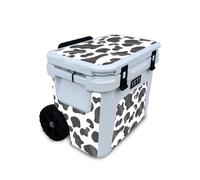 Vinilo brillante con purpurina compatible con la nevera con ruedas Yeti Roadie 32 - Estampado de vaca - Vinilo 3M premium protector - F cil de ap
