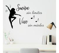 Vinilo de Corte Decorativo Pared 'Sueña Sin Límites, Vive Sin Miedos' - Para Cristales, Muebles, Cocina, Salón, Dormitorio, Comedor, Ventana, Habitación, Espejo - Pegatina Con Frases (40x60, Negro)