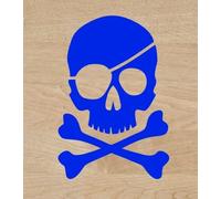 Vinilo de corte pegatina Calavera Pirata 12x8cm sticker decal autocollant (Azul oscuro)