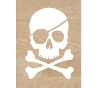 Vinilo de corte pegatina Calavera Pirata 12x8cm sticker decal autocollant (Blanco)