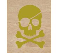 Vinilo de corte pegatina Calavera Pirata 12x8cm sticker decal autocollant (Dorado)