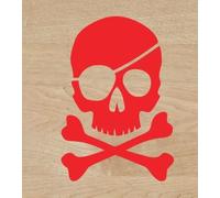 Vinilo de corte pegatina Calavera Pirata 12x8cm sticker decal autocollant (Rojo)
