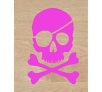 Vinilo de corte pegatina Calavera Pirata 12x8cm sticker decal autocollant (Rosa)