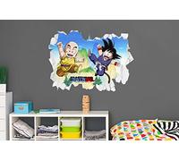 Vinilo de Pared Efecto Hueco 3D Dragon Ball Classic Goku y Krillin Producto Oficial | 88x64 cm |Producto Original | Vinilo Adhesivo |Decoración Hogar | DBC