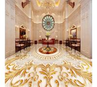 Vinilo decorativo 3D autoadhesivo para suelos, mármol oro rosa, mural artístico para dormitorio y baño